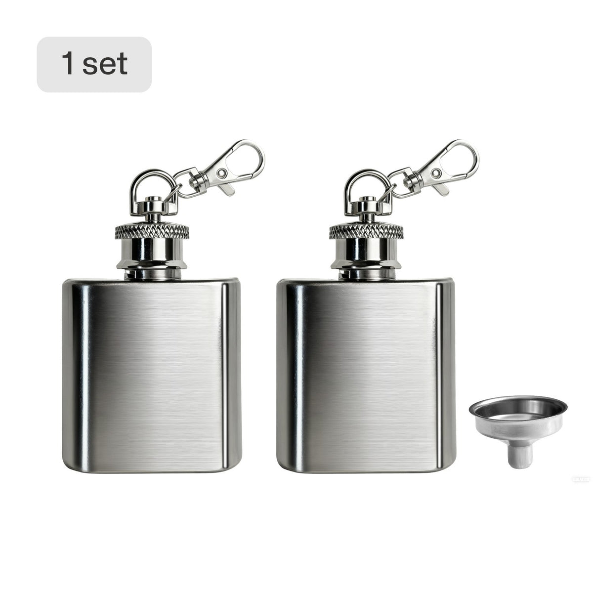 2 piece stainless steel keychain blank set with technical drawing and measurements for laser engraving projects.
