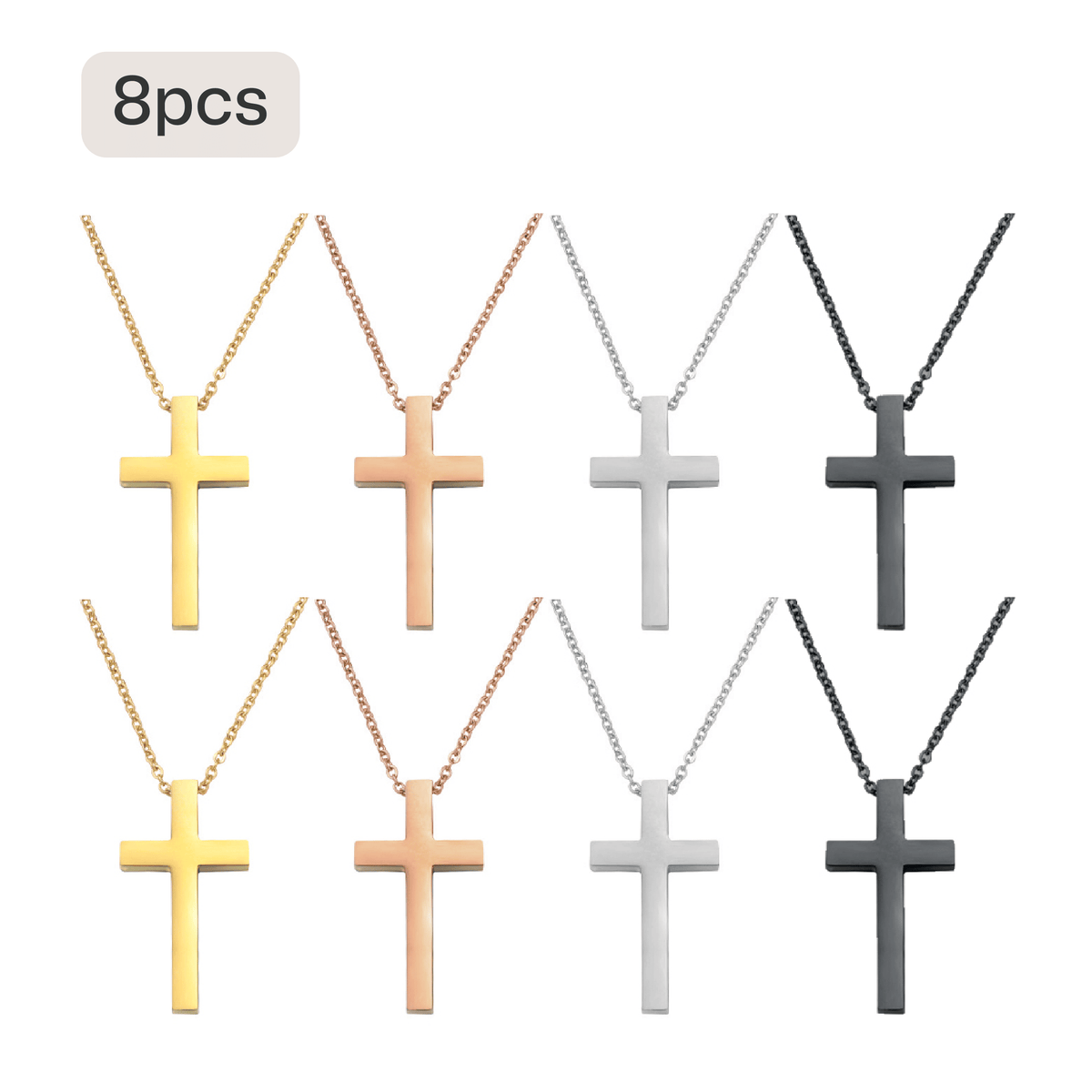 8 pack stainless steel cross pendant necklace blanks for laser engraving religious jewelry set for baptism confirmation church group gifts.
