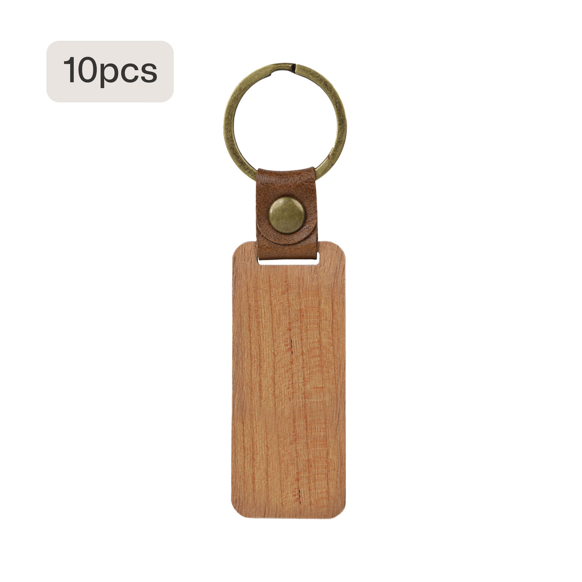 10 pack rectangular walnut keychain blanks for laser engraving natural dark wood keyring custom name or logo rustic gift.