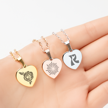 Collier pendentif en acier inoxydable en forme de cœur (12 pièces) 