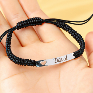 Stainless Steel Bar Bracelet with Braided Rope (8 pcs)