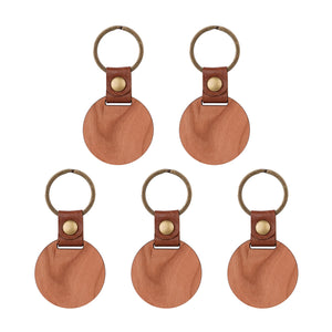 DIY Cherry Wood Circular Keychain (5 Pcs)