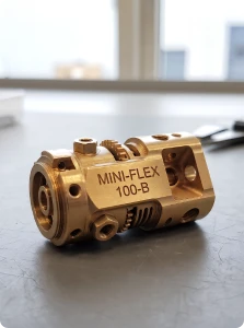 Metal component engraved with identification markings.