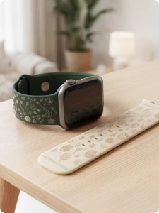 Intricate pattern engraving on a TPU-printed watch band.