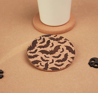 Halloween themed wooden coasters laser engraved by LaserPecker LP4.