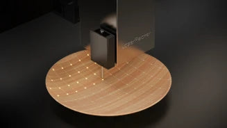 Dynamic surface tracking with LX2 probe for flawless laser engraving on curved objects.