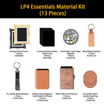 Loyalty materials kit for laser engraving – includes branded accessories, aluminum cards, RFID protector, leather phone holder & hat patches（13 pcs)