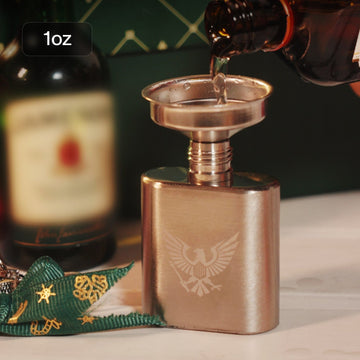 Mini Stainless Steel Flask with Funnel, Pocket Flask Keychain (1 OZ)
