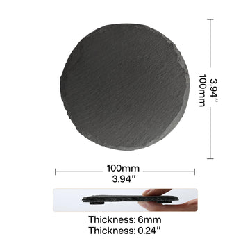 Dessous de verre ronds en ardoise noire (6 pièces) 