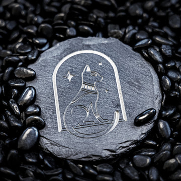 Dessous de verre ronds en ardoise noire (6 pièces) 