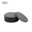 Dessous de verre ronds en ardoise noire (6 pièces) 