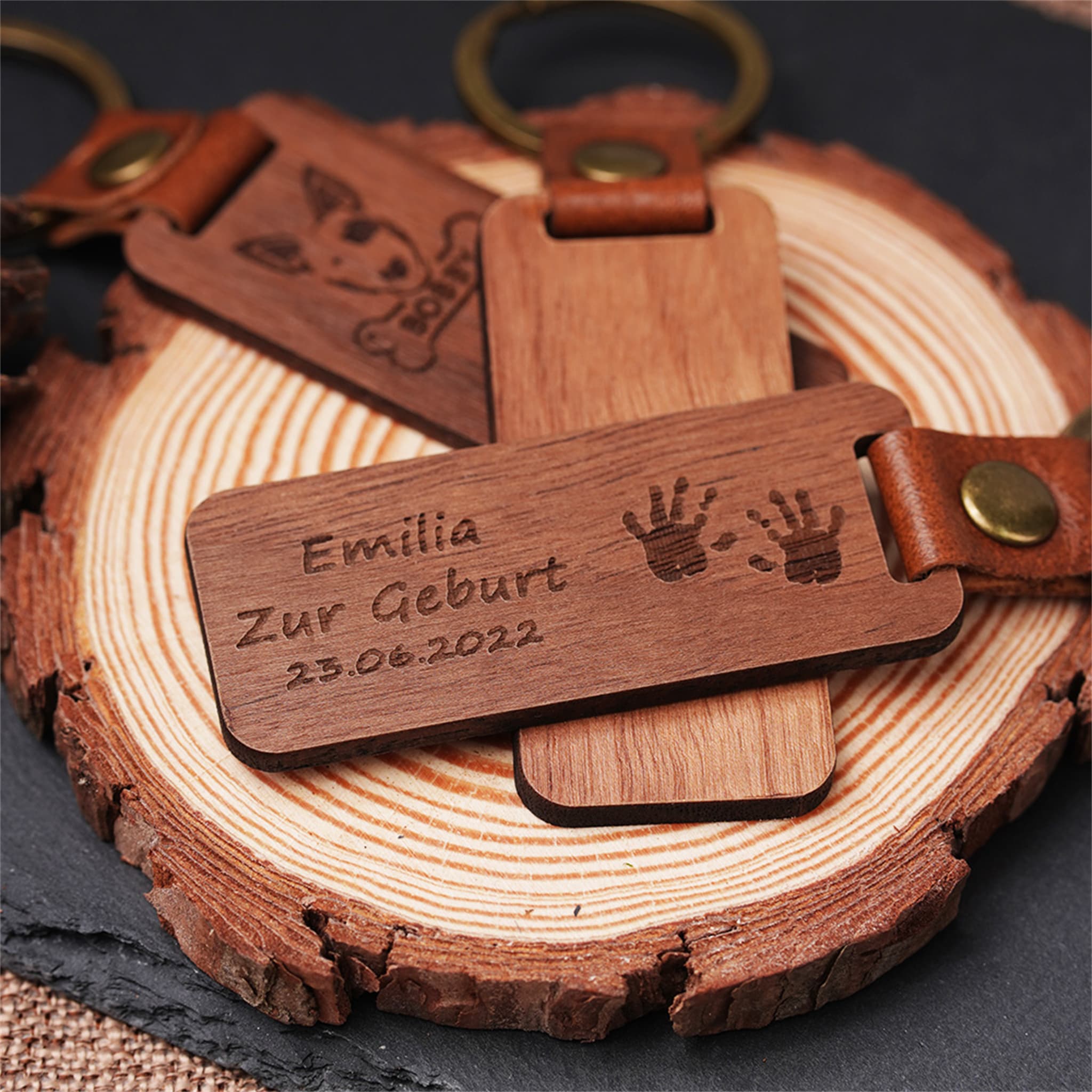 Walnut Rectangular Keychain Display