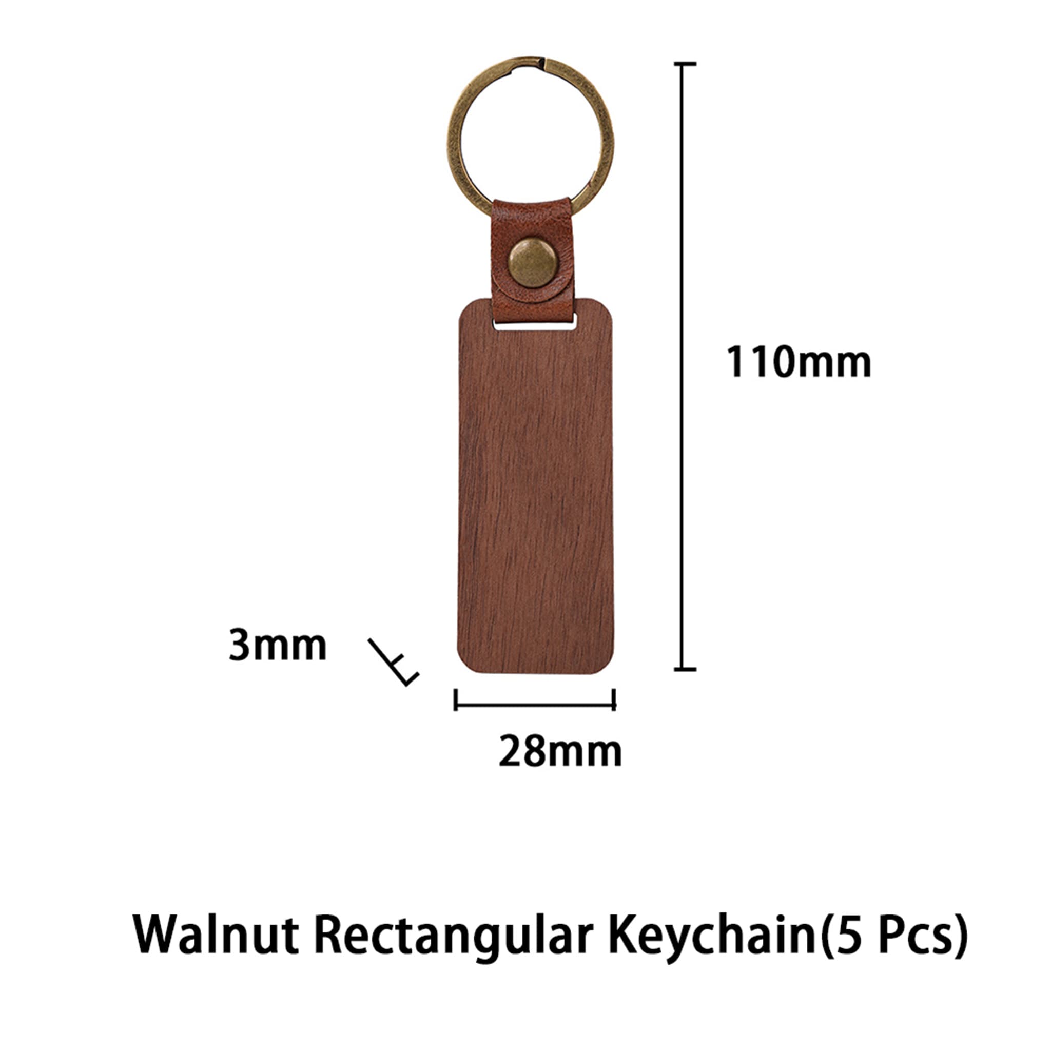 Walnut Rectangular Keychain Size