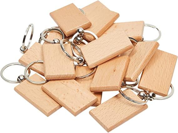 Wood Keychain Blanks for DIY Crafts, Rectangles