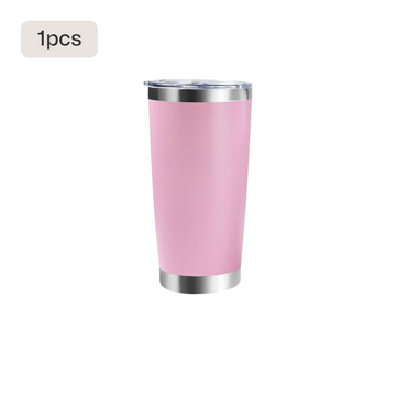 Single 20oz pink stainless steel tumbler with clear lid for custom laser engraving.