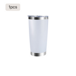 Single 20oz white stainless steel tumbler with clear lid for custom laser engraving.