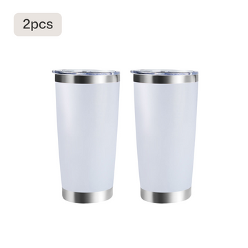 set of 2 white coated stainless steel tumblers with lids for laser engraving matching couple cups custom insulated mugs.