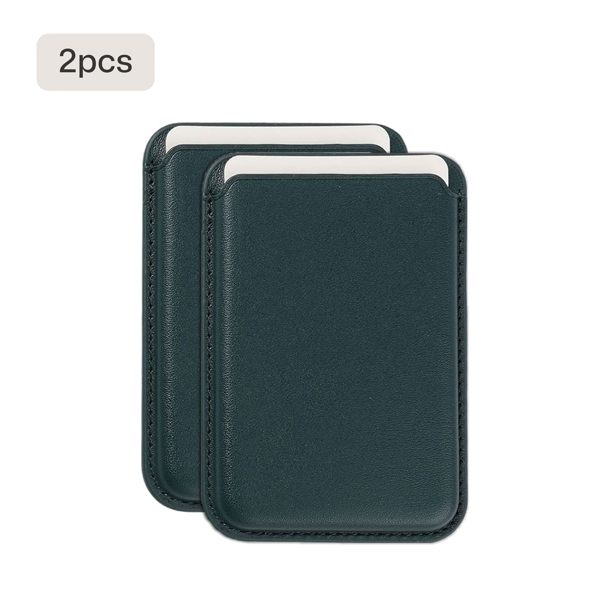 2 pack magnetic leather card holder for iPhone with MagSafe laser engraving blank genuine leather wallet phone accessory custom name gift.