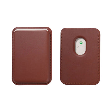 2 pack magnetic leather card holder for iPhone with MagSafe laser engraving blank genuine leather wallet phone accessory custom name gift.