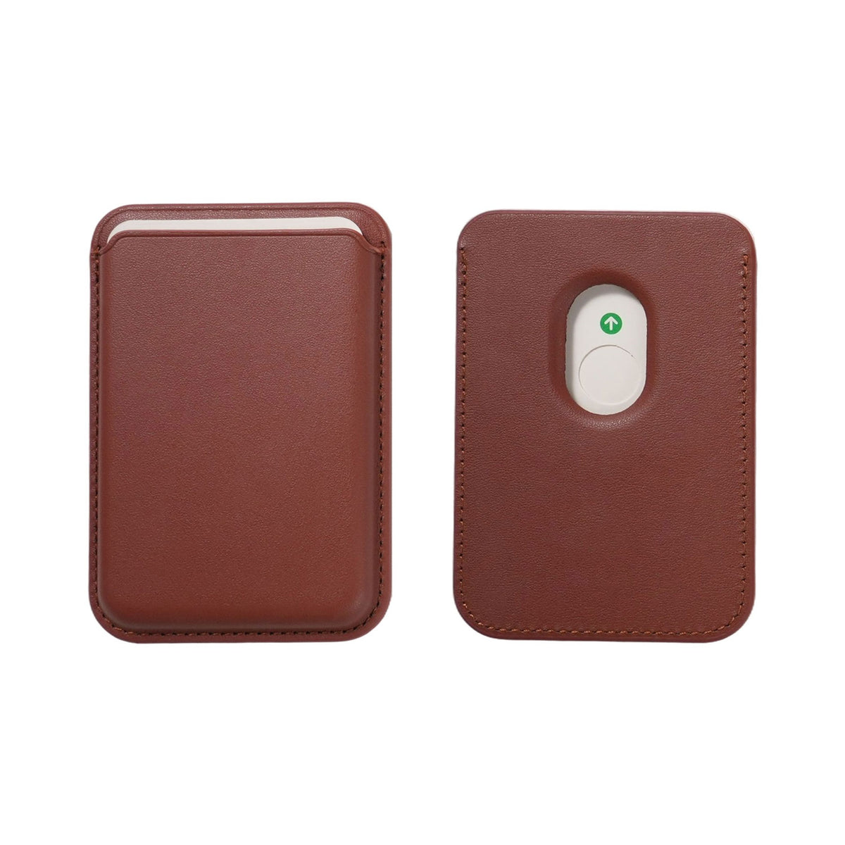 2 pack magnetic leather card holder for iPhone with MagSafe laser engraving blank genuine leather wallet phone accessory custom name gift.