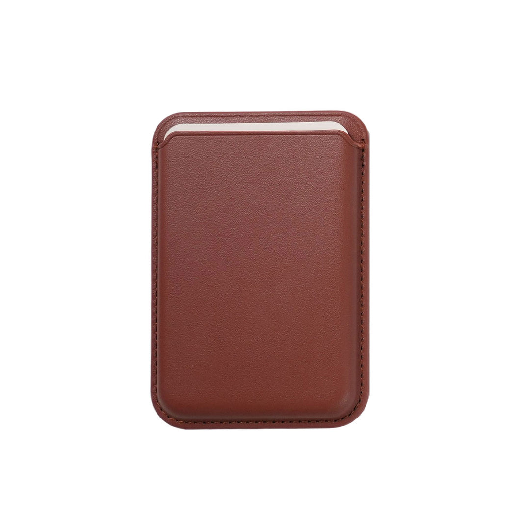 magnetic leather card holder for iPhone with MagSafe laser engraving blank genuine leather wallet phone accessory custom name gift.