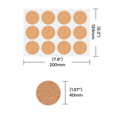 round cork label sticker with diameter dimension for laser engraving machine setup and design sizing.