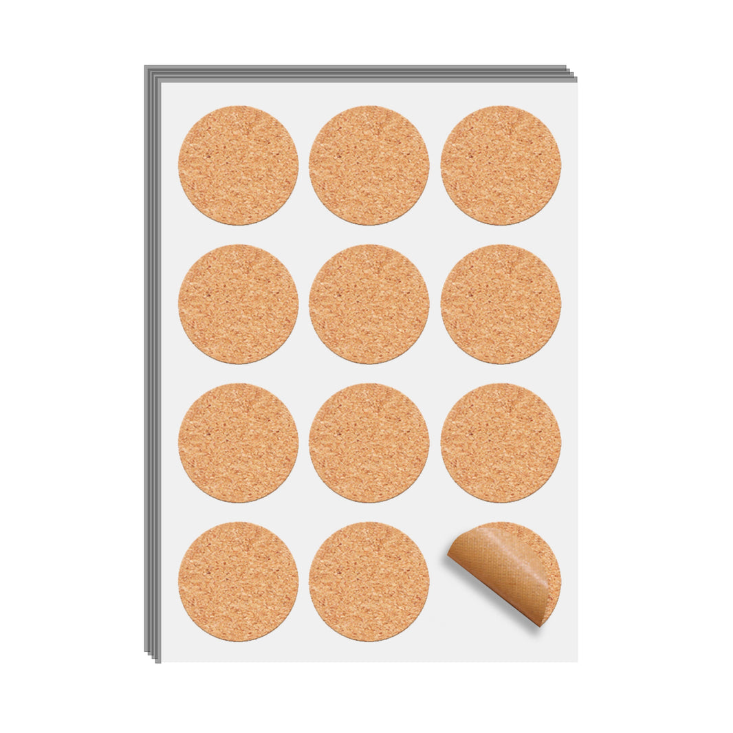 120 pack round corkwood label stickers for laser engraving self adhesive natural cork labels for jars bottles wedding favors and rustic craft projects.