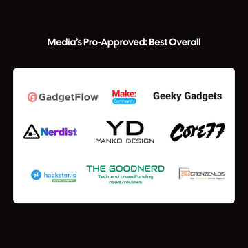 LaserPecker engraver is "Media's Pro-Approved: Best Overall," receiving endorsements from top tech and design outlets including GadgetFlow, Make: Community, Yanko Design, and Core77, among others.