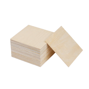 Stack of smooth, unfinished square plywood sheets, ideal as blank laser engraving materials for DIY crafts, custom signs, and decorative projects, shown against a clean white background.
