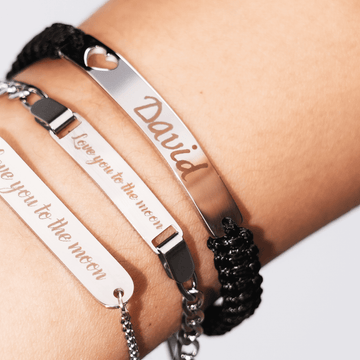 Stainless Steel Bar Bracelet with Braided Rope (8 pcs)