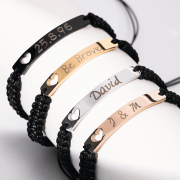 Stainless Steel Bar Bracelet with Braided Rope (8 pcs)