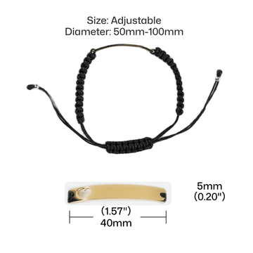 Stainless Steel Bar Bracelet with Braided Rope (8 pcs)