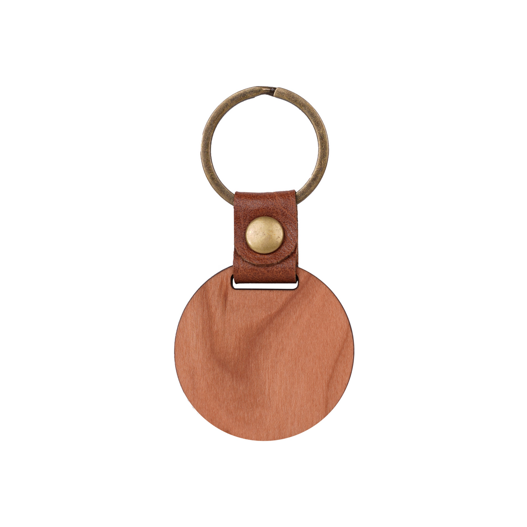 Porte-clés circulaire en bois de cerisier à faire soi-même (10 pièces / 20 pièces) 