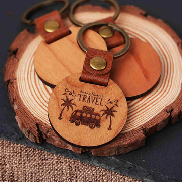 DIY Cherry Wood Circular Keychain (10 pcs / 20 pcs)