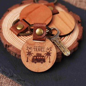 DIY Cherry Wood Circular Keychain (10 pcs / 20 pcs)