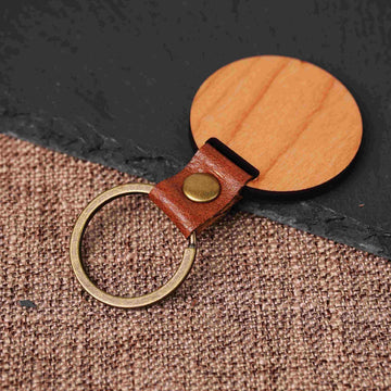 DIY Cherry Wood Circular Keychain (10 pcs / 20 pcs)