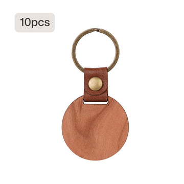 DIY Cherry Wood Circular Keychain (10 pcs / 20 pcs)