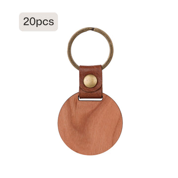 DIY Cherry Wood Circular Keychain (10 pcs / 20 pcs)