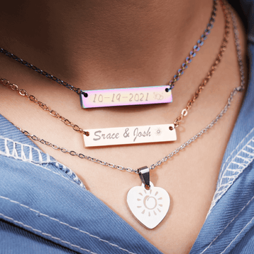 Stainless Steel Horizontal Bar Necklace (10 pcs)