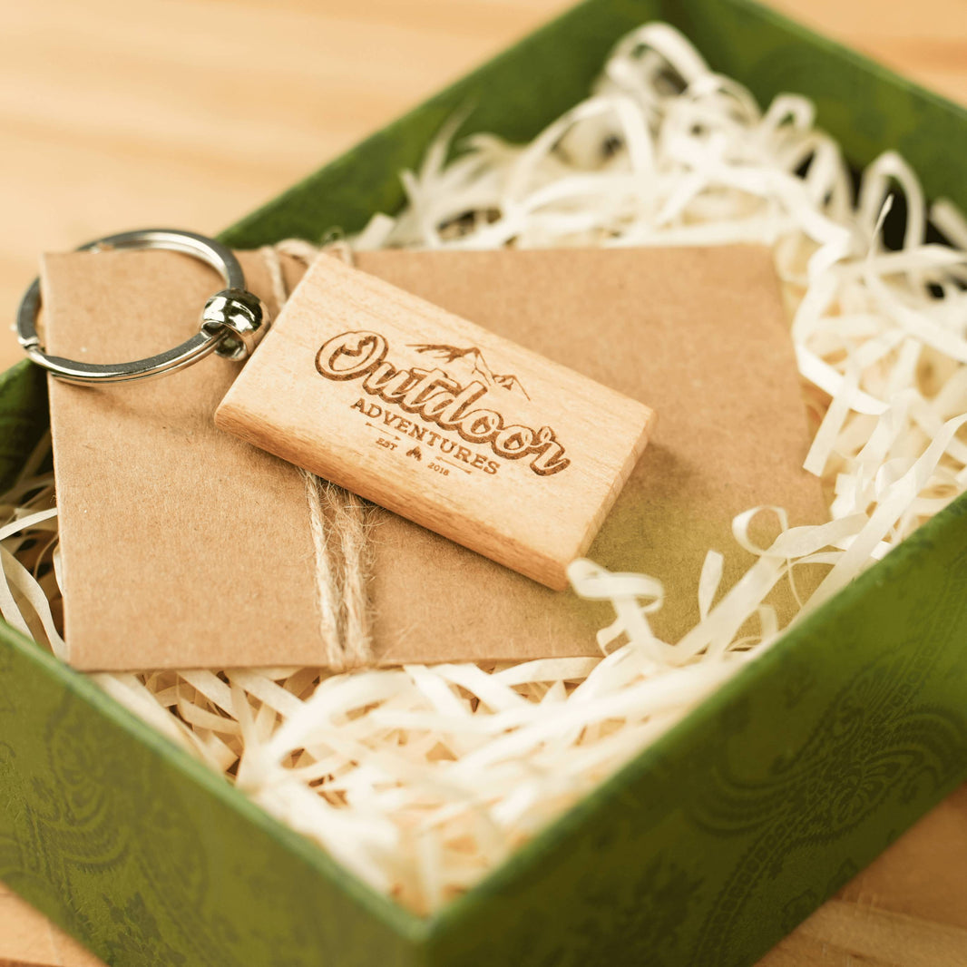 Porte-clés rectangulaires vierges en bois (20 pièces / 40 pièces) 