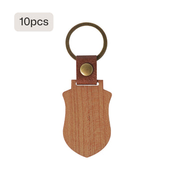 Blank Shield-shaped Wooden Keychains (10 pcs / 20 pcs)