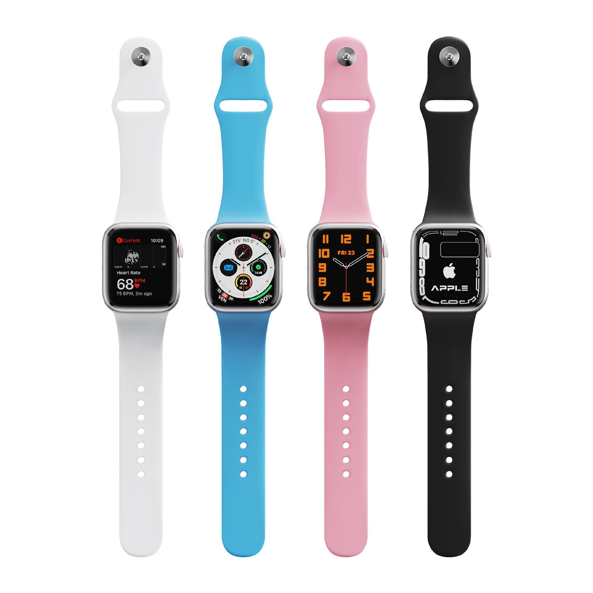 Silicone Apple Watch Bands with Rainbow Filling (4pcs)
