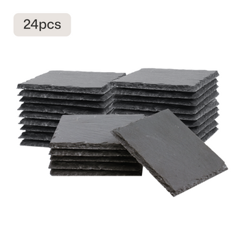 Stone Slate Coasters Square Black (6 pcs / 24 pcs)