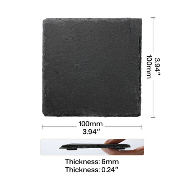 Stone Slate Coasters Square Black (6 pcs / 24 pcs)