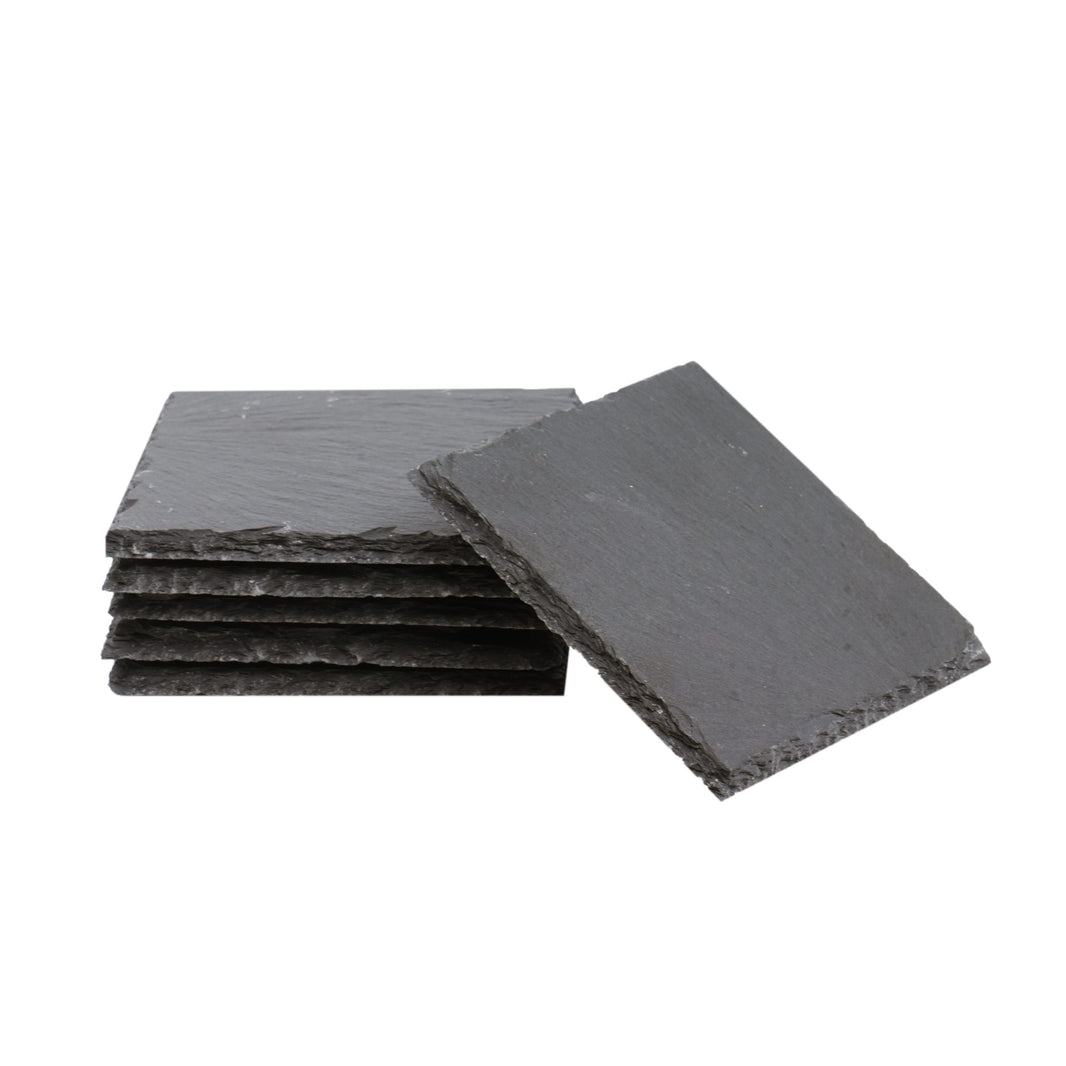 Dessous de verre carrés en ardoise noire (6 pièces / 24 pièces) 