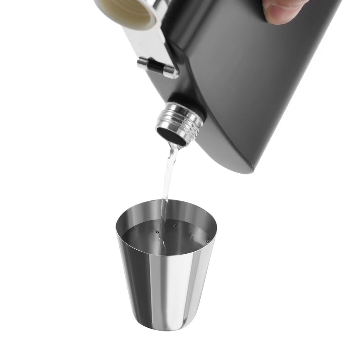 stainless steel hip flask with matching shot glass set for laser engraving custom bar accessory gift.
