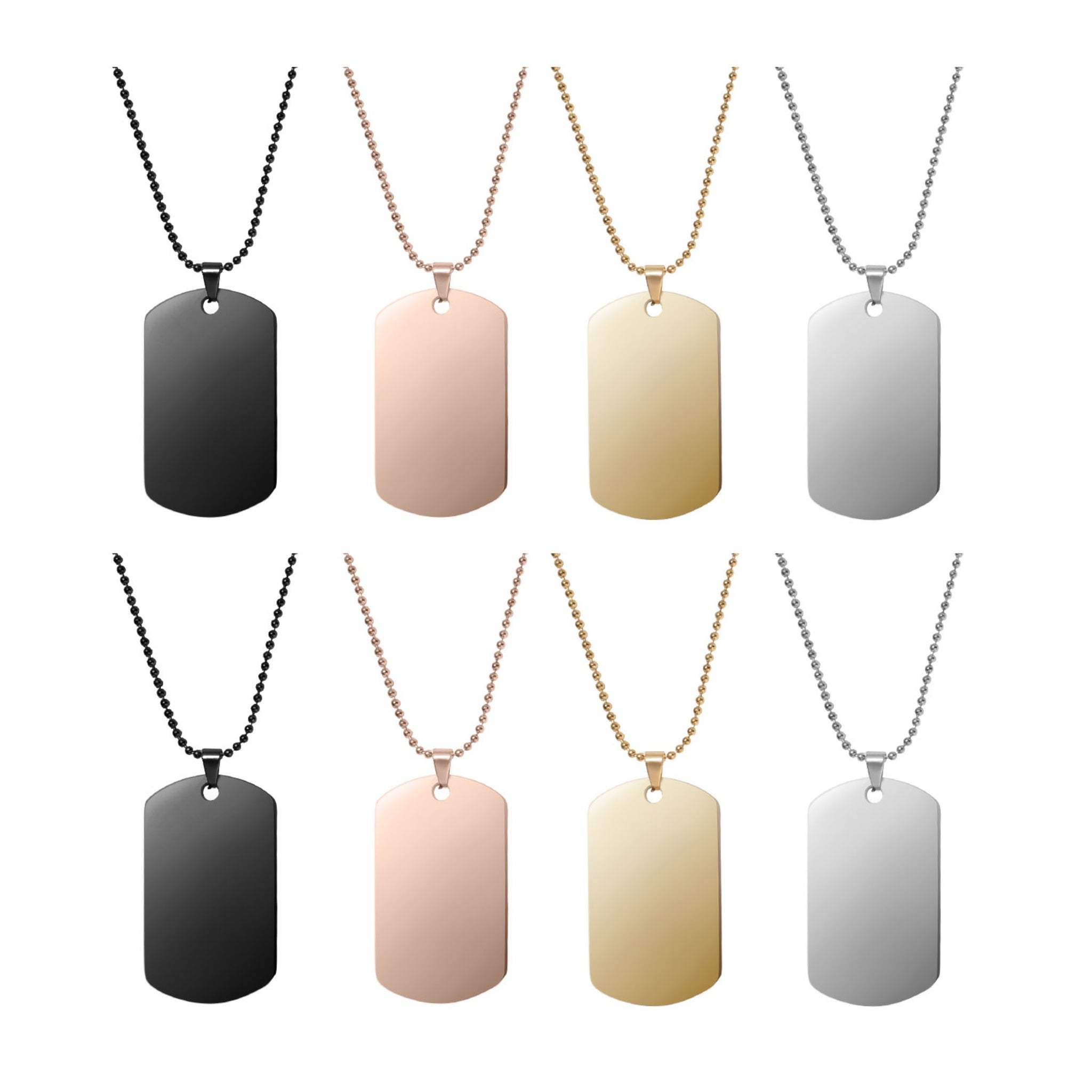 Stainless Steel Army Pendant Necklace / Dog Tag (8 pcs)