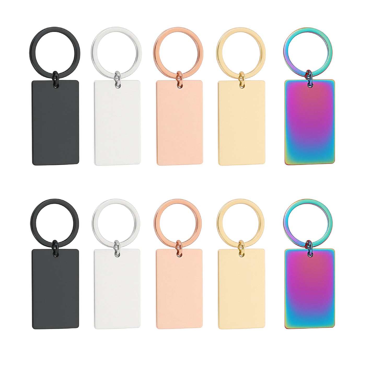 Stainless Steel Rectangular Keychain (10 pcs)