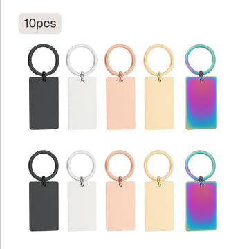 Stainless Steel Rectangular Keychain (10 pcs)