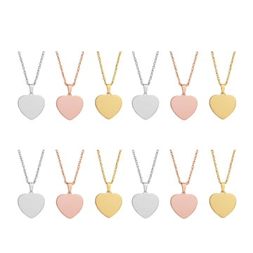 Collier pendentif en acier inoxydable en forme de cœur (12 pièces) 
